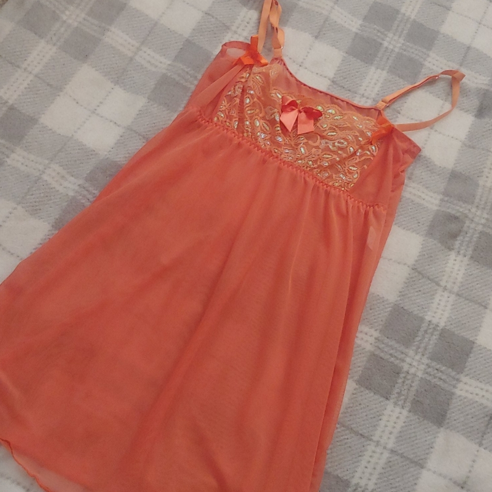 Orange Mesh Teddy Lingerie